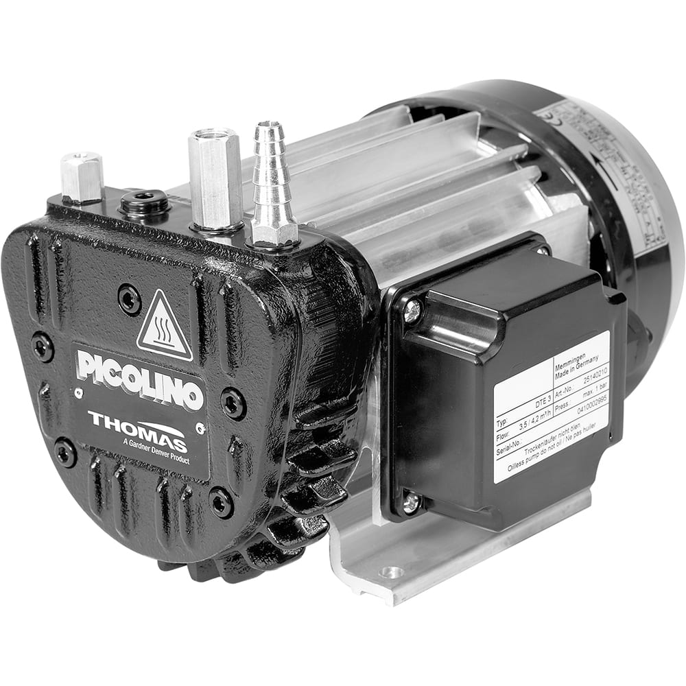 Thomas - Rotary Vane-Type Vacuum Pumps Voltage: 115 VAC Length (Decimal Inch): 8.2300 - Best Tool & Supply