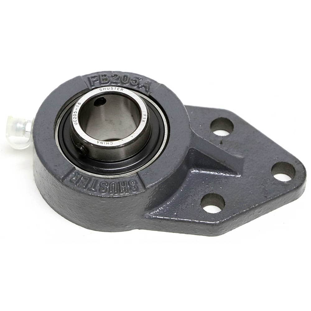 Shuster - UCFB206-17, 1-1/16" ID, 3-1/4" OAL x 136.5mm OAH x 1-5/8" Wide, 3-Bolt Flange Mounted Bearing - Exact Industrial Supply