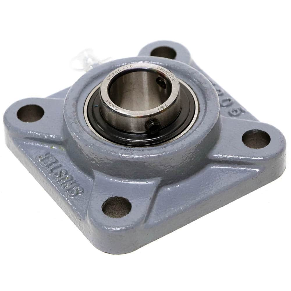 Shuster - UCF207-22, 1-3/8" ID, 4-5/8" OAL x 4-5/8" OAH x 1-3/4" Wide, 4-Bolt Flange Bearing - Exact Industrial Supply