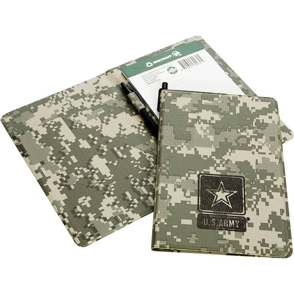 Ability One - Portfolios, Report Covers & Pocket Binders; Three Hole Report Cover Type: Pad Folio ; Width (Inch): 6 ; Length (Inch): 9 ; Color: Camouflage - Exact Industrial Supply