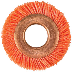 Norton - Wheel Brushes; Outside Diameter (Inch): 1-1/2 ; Arbor Hole Size (Inch): 1/2 ; Wire Type: Crimped ; Fill Material: Nylon ; Face Width (Inch): 3/16 ; Trim Length (Inch): 1/4 - Exact Industrial Supply