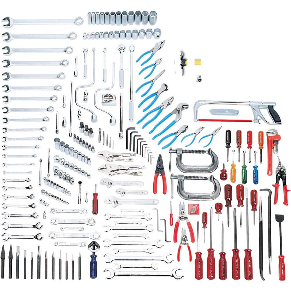 Wright Tool & Forge - Combination Hand Tool Sets; Tool Type: Intermediate Set ; Number of Pieces: 218.000 ; Drive Size (Inch): 1/4, 3/8, 1/2 ; Number of Points: 6, 8, 12 ; Measurement Type: Inch ; Socket Depth: Standard & Deep - Exact Industrial Supply