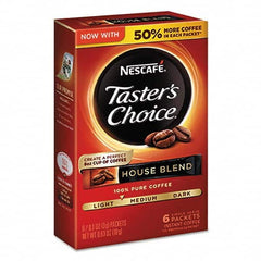 Nescafe - Coffee, Tea & Accessories Breakroom Accessory Type: Coffee Breakroom Accessory Description: Taster's Choice House Blend Instant Coffee, 0.1oz Stick, 6/Box, 12Box/Carton - Best Tool & Supply