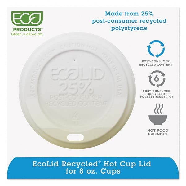 ECO PRODUCTS - EcoLid 25% Recy Content Hot Cup Lid, White, Fits 8 oz Hot Cups, 100/PK, 10 PK/CT - Best Tool & Supply