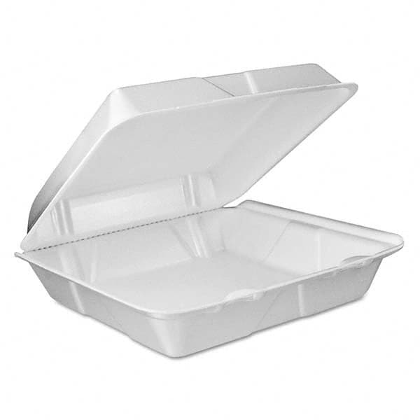 DART - Foam Vented Hinged Lid Containers, 9w x 9 2/5d x 3h, White, 100/PK, 2 PK/CT - Best Tool & Supply