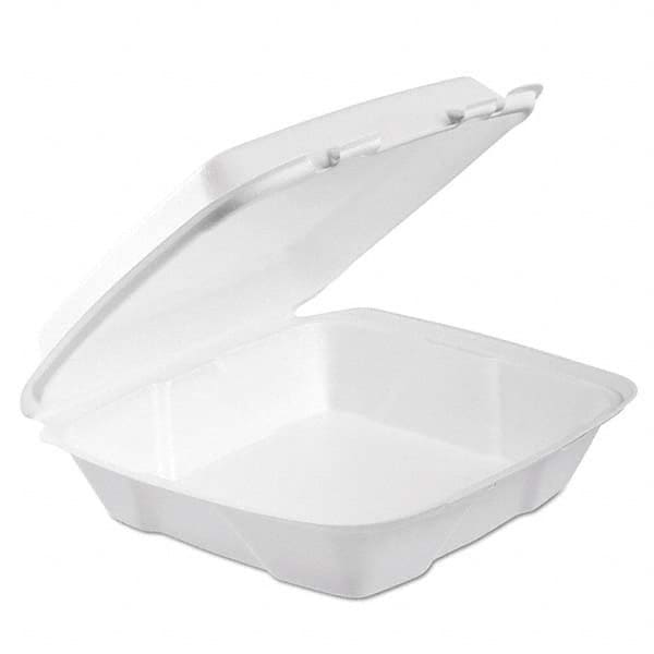 DART - Foam Hinged Lid Container, 1-Comp, 9 x 9 2/5 x 3, White, 100/Bag, 2 Bag/Carton - Best Tool & Supply