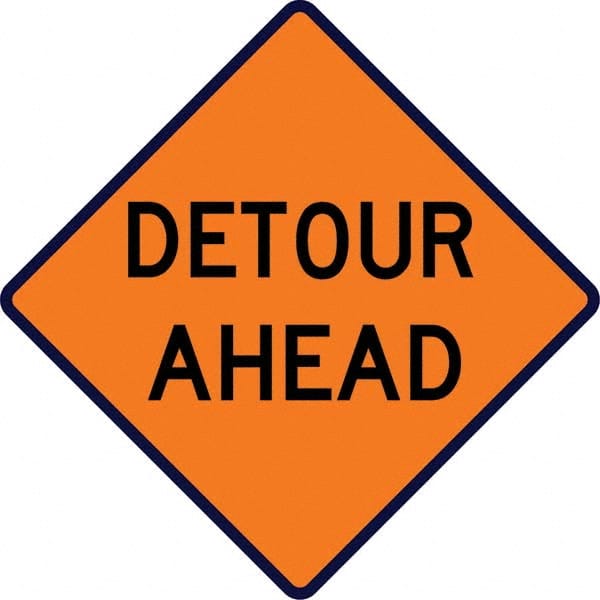 VizCon - "Detour Ahead," 36" Wide x 36" High Vinyl Construction Roadway Sign - Best Tool & Supply