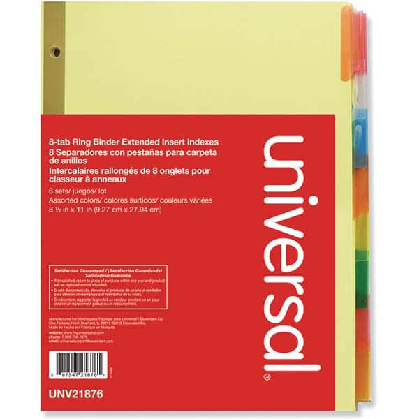 UNIVERSAL - Tabs, Indexes & Dividers Indexes & Divider Type: Customizable Size: 8-1/2 x 11 - Best Tool & Supply