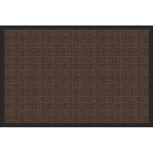 Entrance Mat: 5' Long, 3' Wide, Olefin Surface Indoor & Outdoor, Medium-Duty Traffic, Rubber Base, Brown