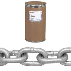 Campbell - Welded Chain; Trade Size: 3/4 ; Load Capacity (Lb.): 13500.000 ; Finish/Coating: Galvanized ; Type: Welded ; Length (Feet): 100 ; Chain Diameter (Decimal Inch): 0.7900 - Exact Industrial Supply