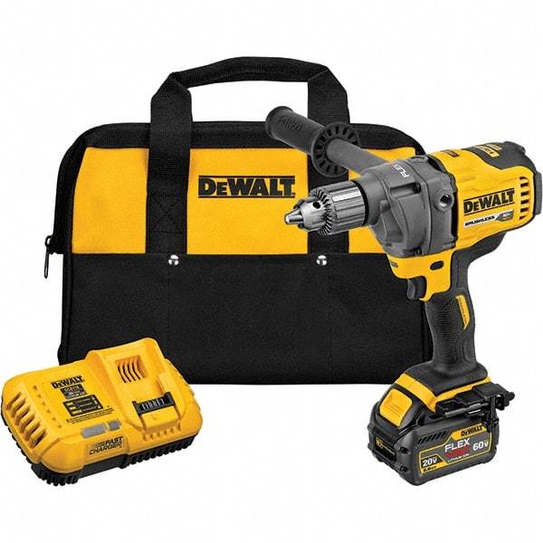 DeWALT - 60 Volt 1/2" Chuck Mid-Handle Cordless Drill - 600 RPM, Keyed Chuck, Reversible, 1 Lithium-Ion Battery Included - Best Tool & Supply