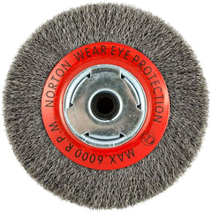 Norton - 6" OD, 5/8" Arbor Hole, Crimped Carbon Wheel Brush - Best Tool & Supply