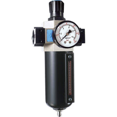 FRL Combination Unit: 1 NPT, Heavy-Duty with Pressure Gauge 289.55 SCFM, 215 Max psi, Aluminum Bowl, Semi-Automatic Drain