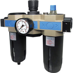 FRL Combination Unit: 1 NPT, Heavy-Duty with Pressure Gauge 289.55 SCFM, 145 Max psi, Aluminum Bowl, Semi-Automatic Drain