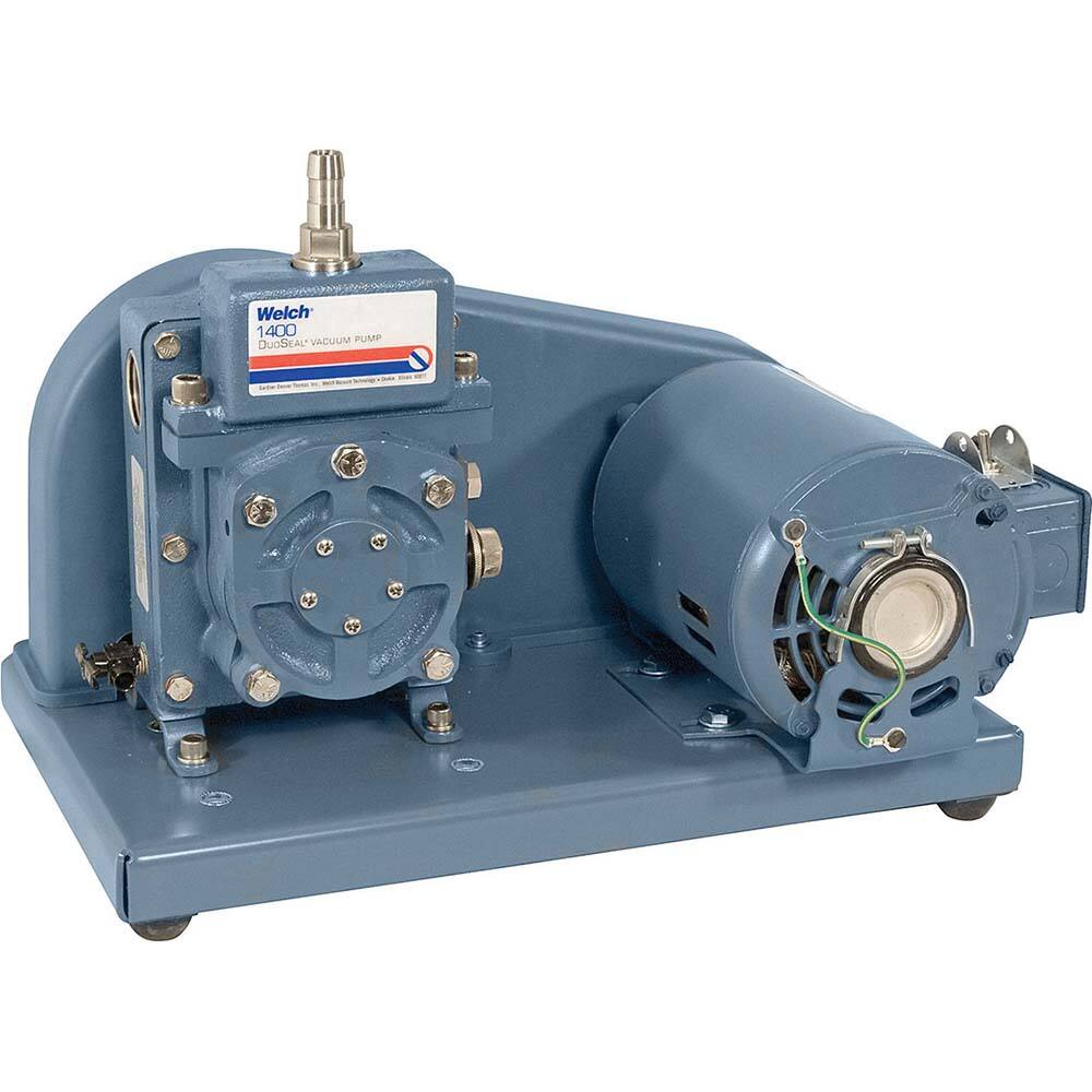 Welch - Rotary Vane-Type Vacuum Pumps; Horsepower: 0.33 ; Voltage: 115/230V ; Cubic Feet per Minute: 0.90 ; Length (Decimal Inch): 17.8000 ; Width (Decimal Inch): 9.0000 ; Height (Inch): 12.56 - Exact Industrial Supply