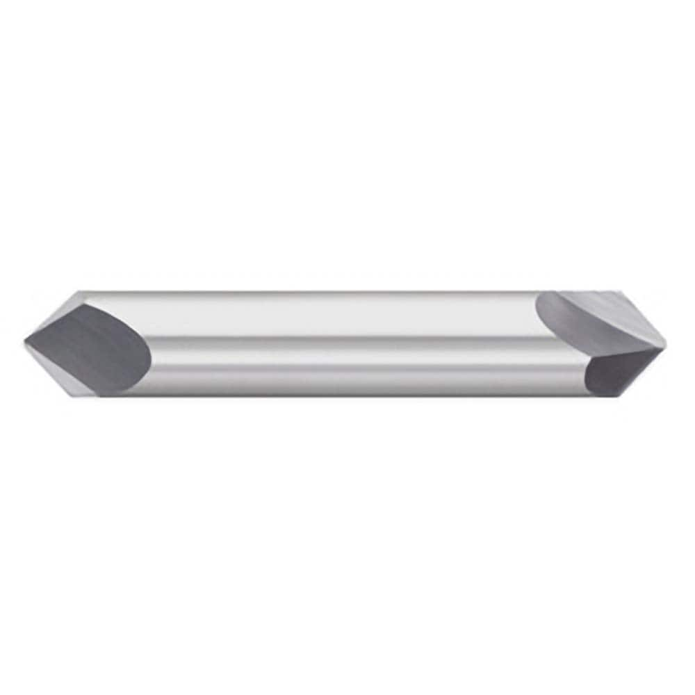 Titan USA - Chamfer Mills; Cutter Head Diameter (Inch): 1/4 ; Included Angle B: 45 ; Included Angle A: 90 ; Chamfer Mill Material: Solid Carbide ; Chamfer Mill Finish/Coating: Uncoated ; Overall Length (Inch): 2-1/2 - Exact Industrial Supply