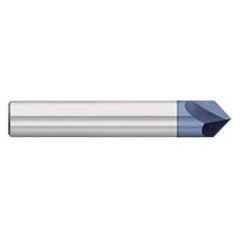 Titan USA - Chamfer Mills; Cutter Head Diameter (Inch): 1/8 ; Included Angle B: 49 ; Included Angle A: 82 ; Chamfer Mill Material: Solid Carbide ; Chamfer Mill Finish/Coating: AlTiN ; Overall Length (Inch): 1-1/2 - Exact Industrial Supply