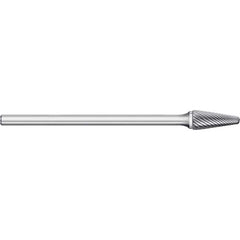 Titan USA - Burrs; Head Shape: Taper w/Radius End ; Industry Specification: SL-42L3 ; Tooth Style: Single Cut ; Cutting Diameter (Inch): 1/8 ; Cutting Diameter (Decimal Inch): 0.1250 ; Shank Diameter (Inch): 1/8 - Exact Industrial Supply