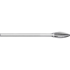 Titan USA - Burrs; Head Shape: Flame ; Industry Specification: SH41L3 ; Tooth Style: Single Cut ; Cutting Diameter (Inch): 1/8 ; Cutting Diameter (Decimal Inch): 0.1250 ; Shank Diameter (Inch): 1/8 - Exact Industrial Supply