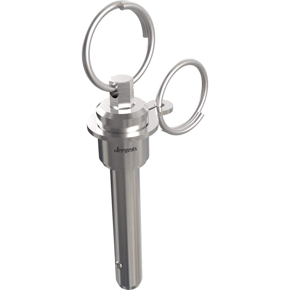 Ball Grip Quick-Release Pin: Ring Handle, 1/2″ Pin Dia, 1/2″ Usable Length 2.7″ OAL, 17-4 Stainless Steel, Stainless Steel Handle