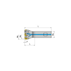 Indexable Chamfer & Angle End Mills; Minimum Cutting Diameter (mm): 25.00; Maximum Cutting Diameter (mm): 30.60; Lead Angle: 43; Maximum Depth of Cut (mm): 3.80; Compatible Insert Size Code: OF.. 0403 / SF.. 0903; Shank Type: Weldon Flat; Shank Diameter (