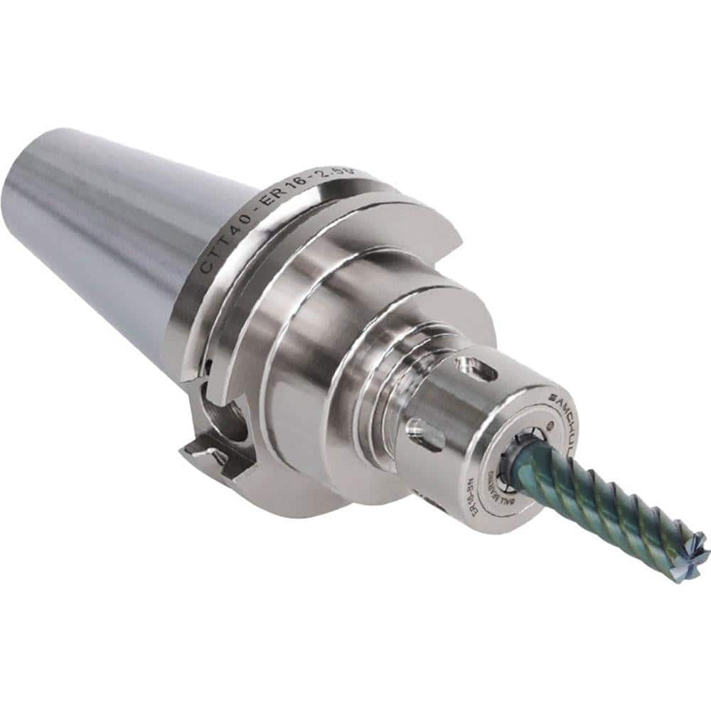 Collet Chuck: 0.079 to 1.181″ Capacity, ER Collet, Dual Contact Taper Shank 4″ Projection, Through Coolant