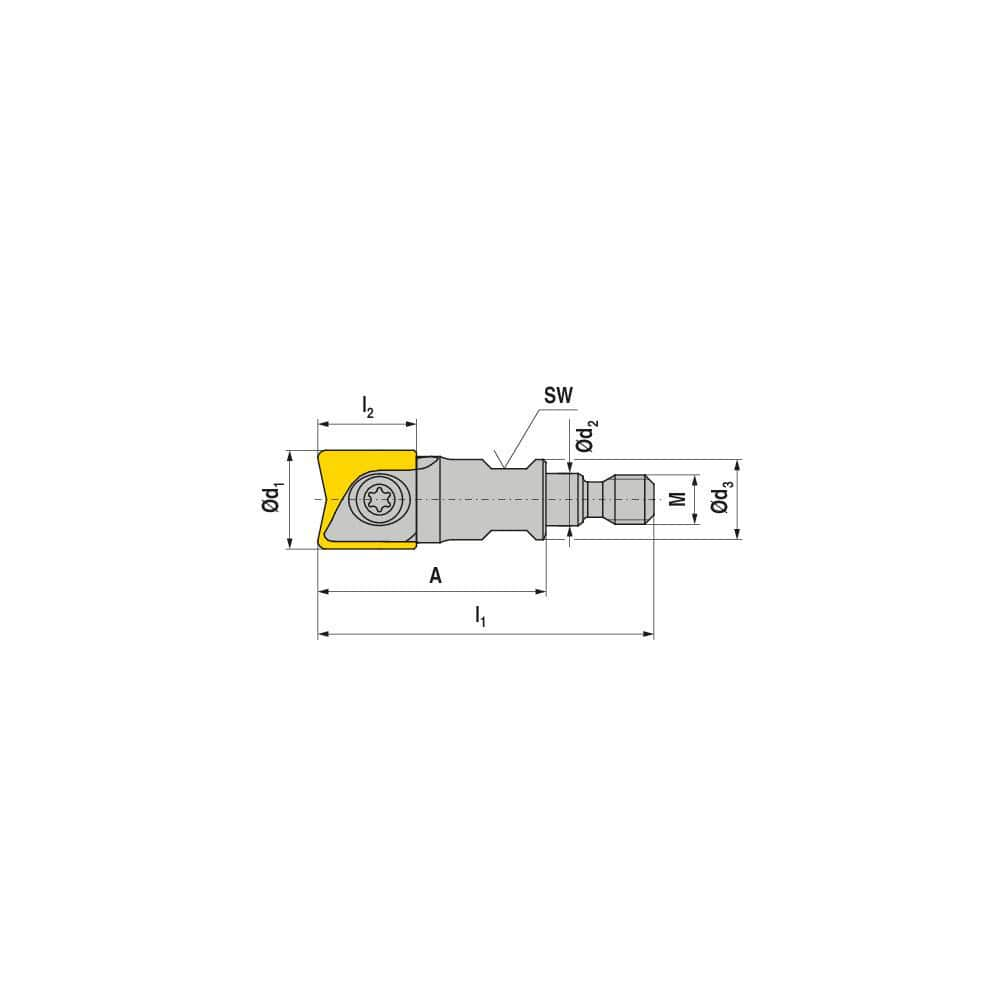 Indexable Ball Nose End Mills; Milling Diameter: 8.00 mm; Maximum Depth Of Cut: 9.50 mm; Shank Diameter: 8.00 mm; Shank Type: Modular; Compatible Insert Style: XOHX; Compatible Insert Size Code: XO.X 08..; Toolholder Style: Carbide Shank; Series: K 2005G;