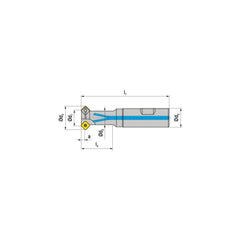 Indexable Chamfer & Angle End Mills; Minimum Cutting Diameter (mm): 16.00; Maximum Cutting Diameter (mm): 24.40; Lead Angle: 45; Maximum Depth of Cut (mm): 4.00; Compatible Insert Size Code: SD.. 0903..; Shank Type: Weldon Flat; Shank Diameter (Inch): 20;