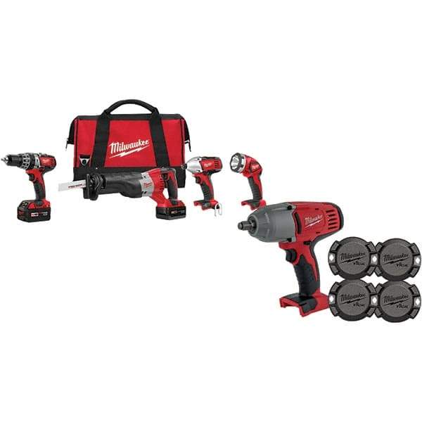 Milwaukee Tool - 18 Volt Cordless Tool Combination Kit - Includes 1/2" Hammer Drill, 1/4" Hex Impact Driver & Sawzall Reciprocating Saw, Lithium-Ion Battery Included - Best Tool & Supply