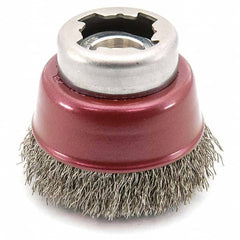 Osborn - 2-1/2" Diam 5/8-11 Threaded Arbor Stainless Steel Fill Cup Brush - Best Tool & Supply