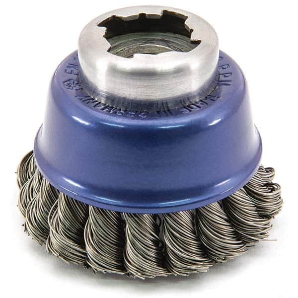 Osborn - 2-1/2" Diam 5/8-11 Threaded Arbor Stainless Steel Fill Cup Brush - Best Tool & Supply