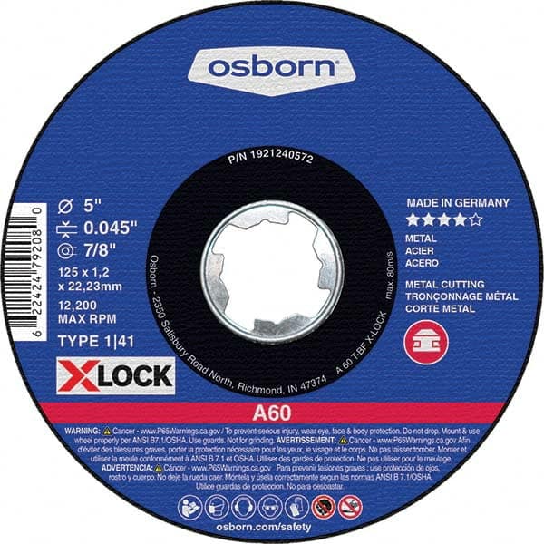 Osborn - 5 x 0.045, 7/8" Hole 60 Grit Aluminum Oxide Cutoff Wheel - Best Tool & Supply