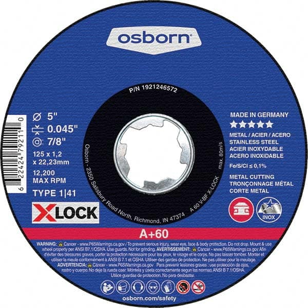 Osborn - 4-1/2 x 0.04, 7/8" Hole 60 Grit Aluminum Oxide Cutoff Wheel - Best Tool & Supply