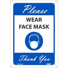 Sign: Rectangle, ″Please Wear Face Mask Thank You″ Plastic, Wall Mount, 10″ High