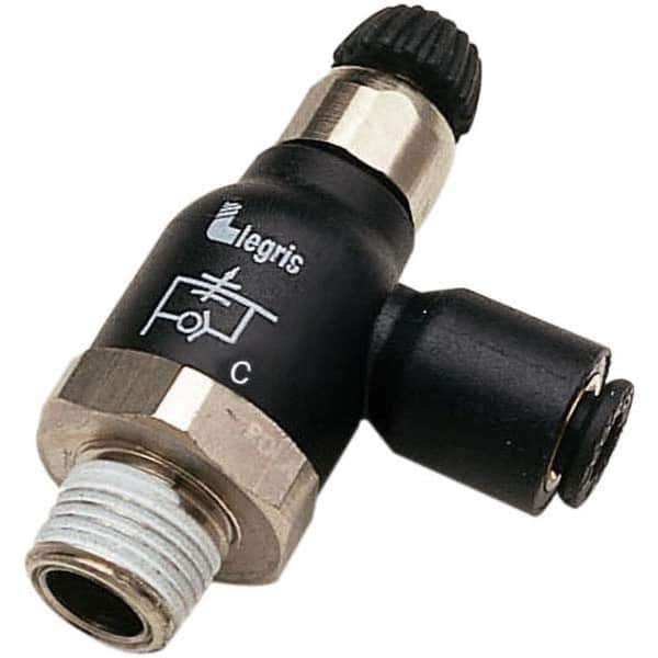 Legris - Speed & Flow Control Valves Valve Type: Compact Meter Out Flow Control Male Thread Size: 1/2 NPT - Best Tool & Supply