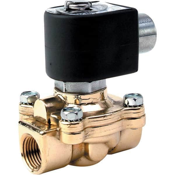 Parker - 24/60 VAC 1 NPT Port Brass Two-Way Internally Piloted Diaphragm Solenoid Valve - Best Tool & Supply