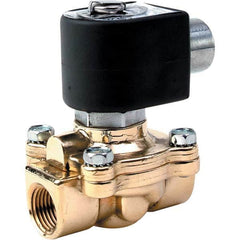 Parker - 24 VDC 3/8" NPT Port Brass Two-Way Internally Piloted Diaphragm Solenoid Valve - Best Tool & Supply