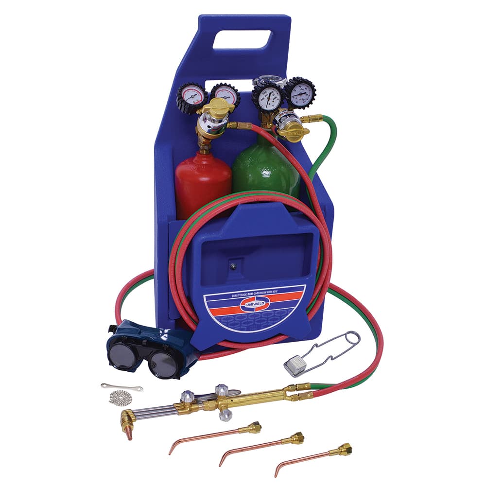 Made in USA - Oxygen/Acetylene Torch Kits; Type: Oxyacetylene; Hydrogen; MAP//Pro; Propane; Natural Gas ; Maximum Cutting: 2 (Inch); Welding Capacity: 1/4 (Inch); Maximum Heating Capacity: 5600?F ; Contents: Welding Handle 71; Cutting Attachment CA100; O - Exact Industrial Supply