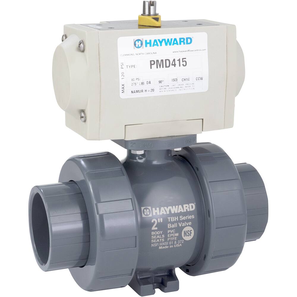 Hayward - Actuated Ball Valves; Actuator Type: Pneumatic Double Acting w/Solenoid ; Pipe Size: 1-1/2 (Inch); Material: CPVC ; Seal Material: FPM ; Number of Pieces: 2.000 ; End Connections: Socket; Threaded - Exact Industrial Supply