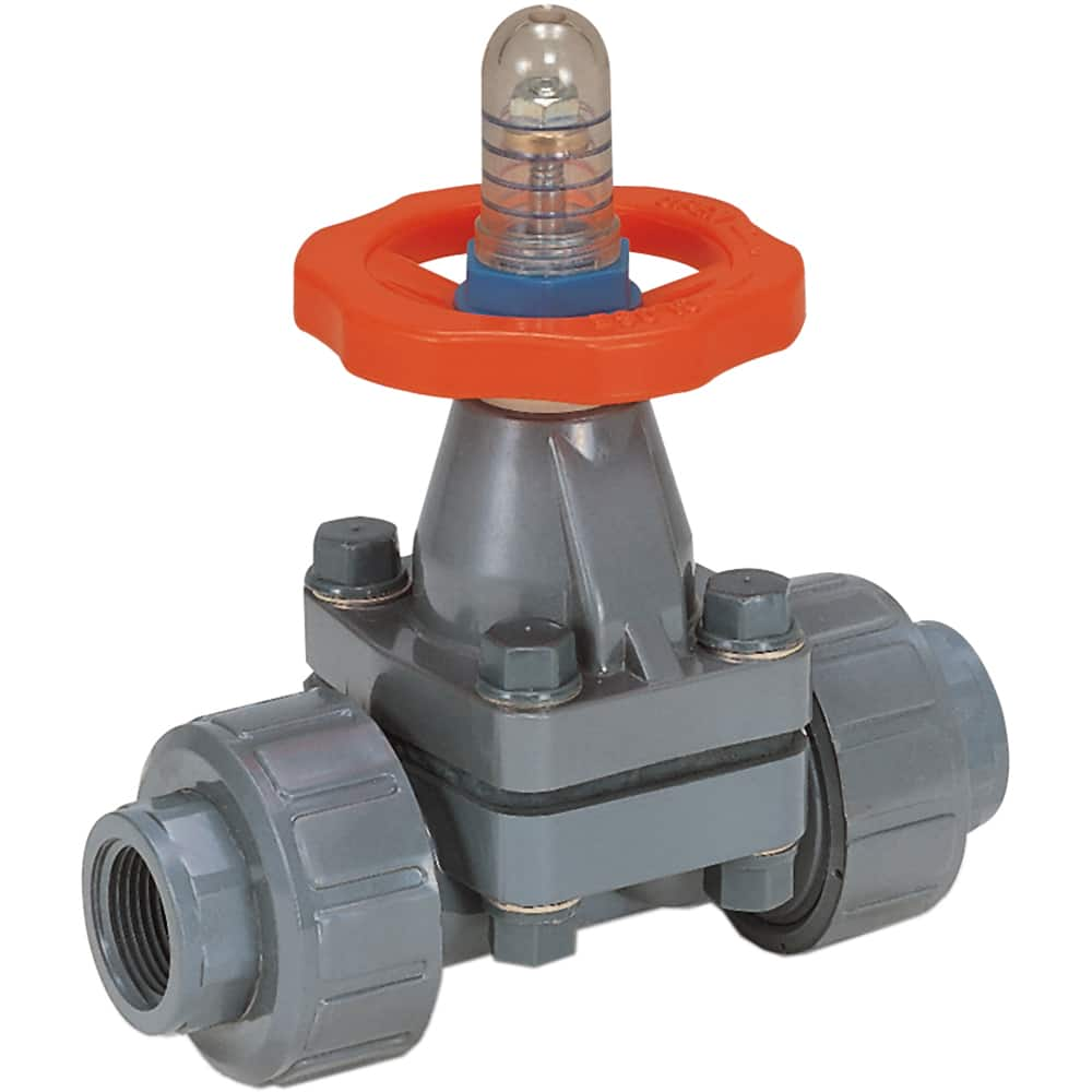 Hayward - Diaphragm Valves; End Connections: Socket; Threaded ; Pipe Size: 1-1/2 (Inch); Pipe Size (mm): 38.10 ; Material: PVC ; Seal Material: FPM ; Maximum Working Pressure (psi): 150.000 - Exact Industrial Supply