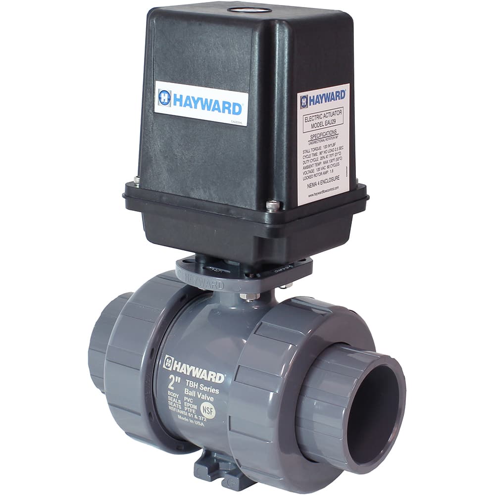 Hayward - Actuated Ball Valves; Actuator Type: Electric ; Pipe Size: 3/4 (Inch); Material: PVC ; Seal Material: EPDM ; Number of Pieces: 2.000 ; End Connections: Socket; Threaded - Exact Industrial Supply