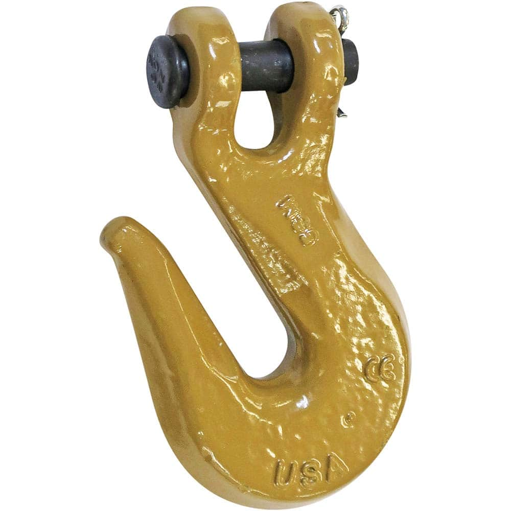 Crosby - Clevis Hooks; Chain Diameter (Inch): 1/4 ; Chain Grade: 80 ; Load Capacity (Lb.): 3500.000 ; Material: Alloy Steel ; Reach (Inch): 3-3/64 ; Clevis Inside Diameter (Inch): 0.31 - Exact Industrial Supply