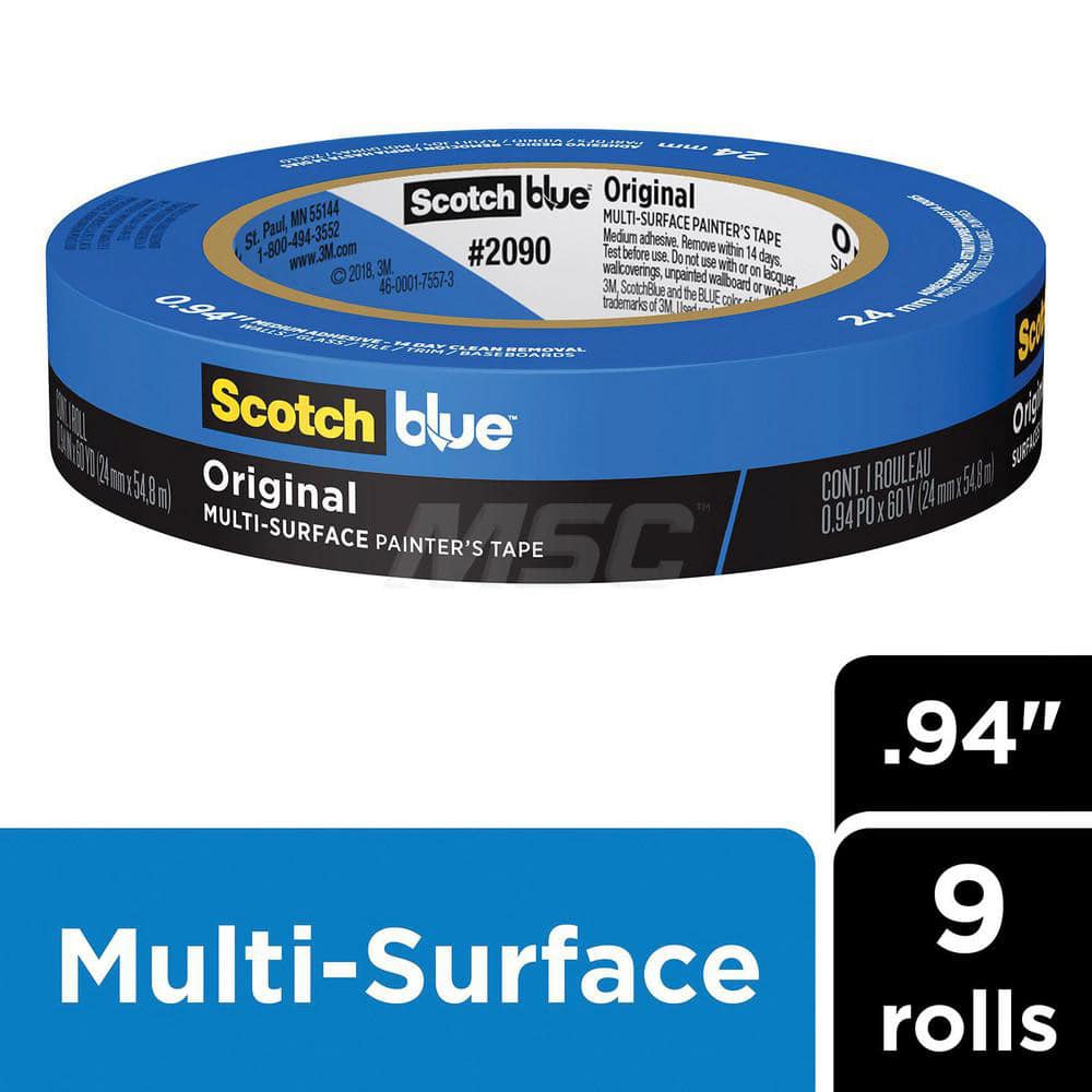 Painter's Tape: 24 mm Wide, 60 yd Long, Blue Crepe Paper