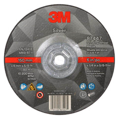 Depressed Center Wheel: Type 27, 6″ Dia, 1/4″ Thick, Ceramic 36 Grit