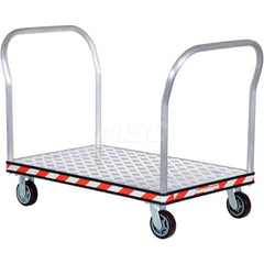 Platform Truck: 3,600 lb Capacity, Aluminum Diamond Tread-Plate Platform, 45″ Platform Length, 10-1/4″ Platform Height 6 x 1-5/8″ Rigid & Swivel Poly-on-Poly Casters