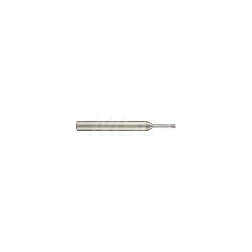 Helical Flute Thread Mill: Internal, 3 Flute, Solid Carbide 0.0472″ Cut Dia, TiCN Coated