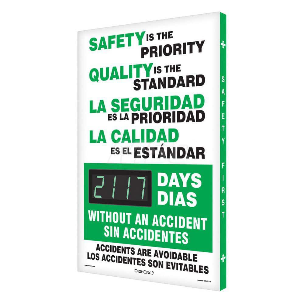 Safety Is the Priority, Quality Is the Standard ___ Days without an Accident - Accidents Are Avoidable - Rectangle, 3.75″ Thick, Indoor or Outdoor, For Inspection, Testing and Accident Data