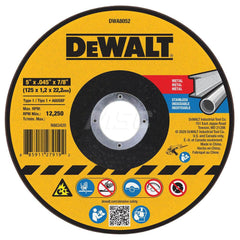 Cut-Off Wheel: Type 1, 5″ Dia, Aluminum Oxide 12250 Max RPM, Use with Angle Grinders