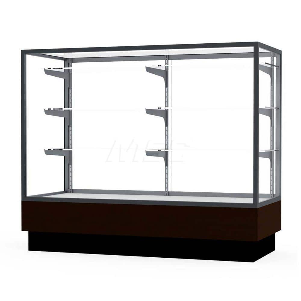 Bookcases; Color: Walnut; Number of Shelves: 3; Width (Decimal Inch): 48.0000; Depth (Inch): 20; Material: Anodized Aluminum/Vinyl; Material: Anodized Aluminum/Vinyl