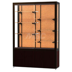 Bookcases; Color: Walnut; Number of Shelves: 6; Width (Decimal Inch): 48.0000; Depth (Inch): 16; Material: Anodized Aluminum/Vinyl; Material: Anodized Aluminum/Vinyl